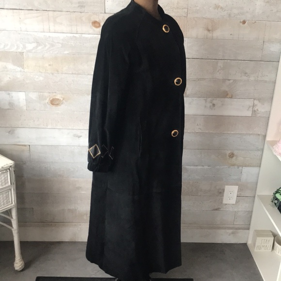 1980s diCapra genuine suede long dressy coat - Picture 3 of 16
